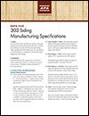 Data File: 303 Siding Manufacturing Specifications