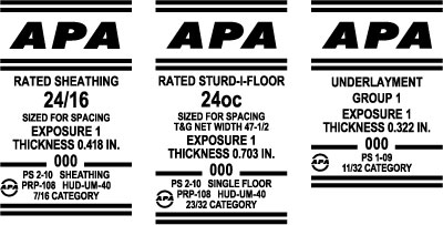 Typical sheathing trademarks