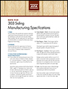 Data File: 303 Siding Manufacturing Specifications