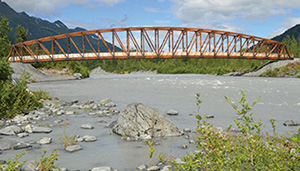 Glulam used in Placer River Pedestrian Bridge