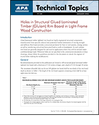 Technical Topics: Holes in Structural Glued Laminated Timber (Glulam) Rim Board in Light-Frame Wood Construction
