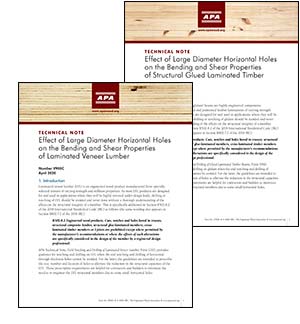 The Effect of Large Diameter Horizontal Holes on the Bending and Shear Properties of Glulam and LVL