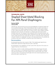 N370: Stapled Sheet Metal Blocking for APA Panel Diaphragms