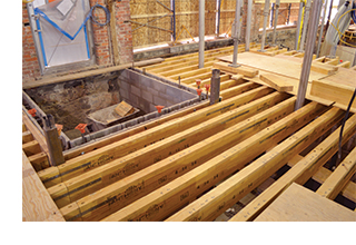 Construction of Audrain Museum floor